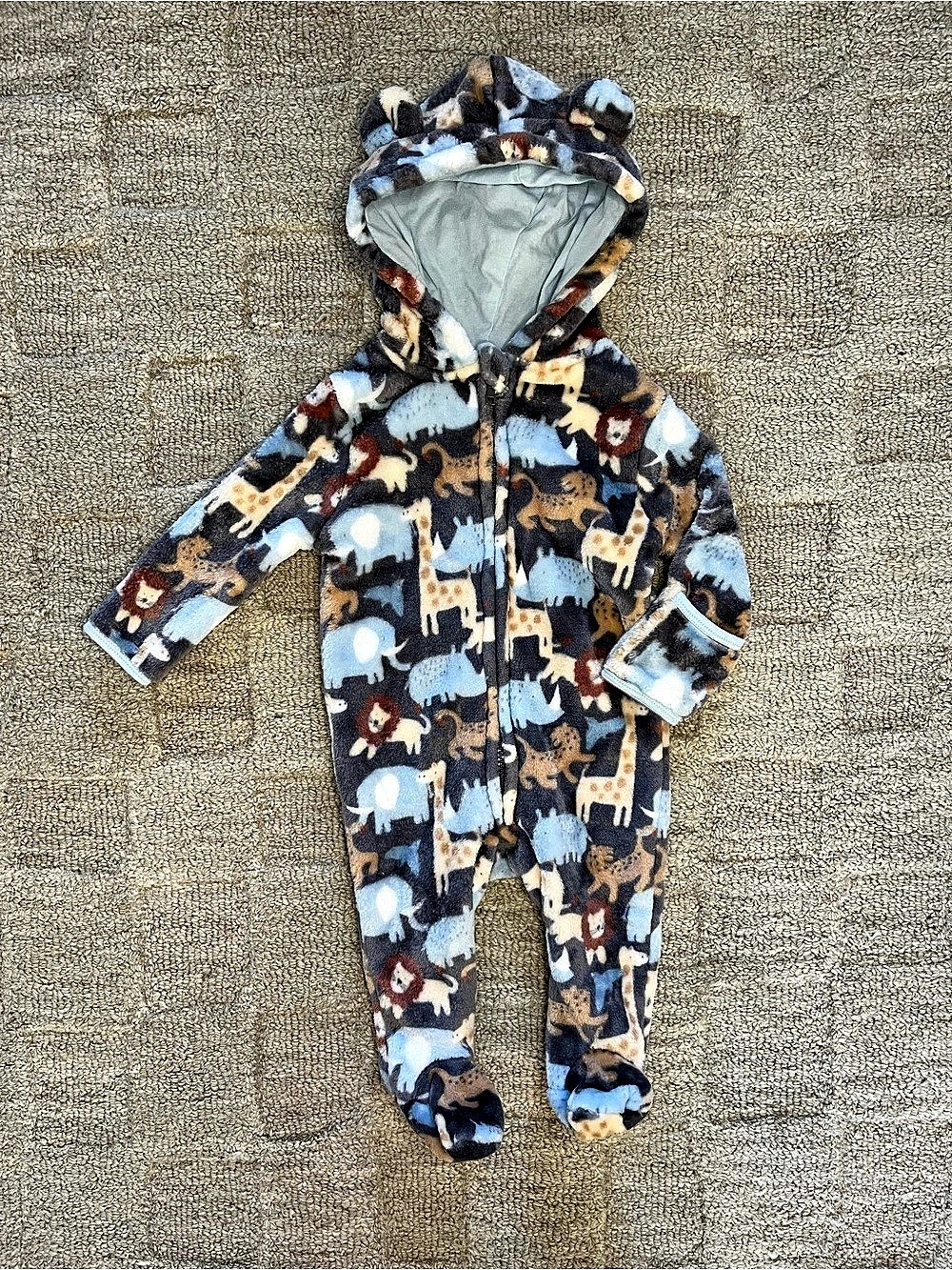 Baby Mack Safari Animal Fleece Hooded Footie Pram Bunting 6-9M